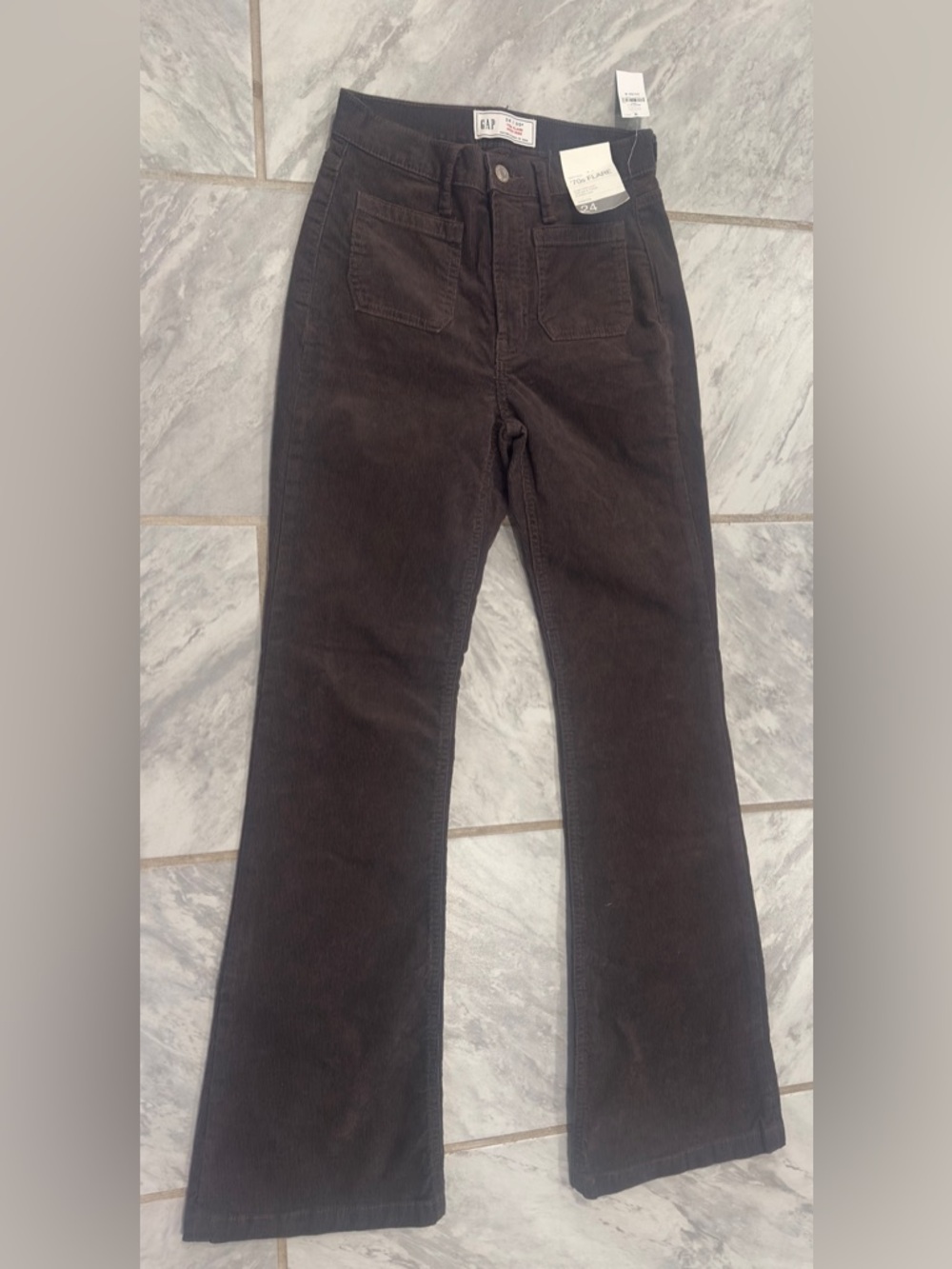 NWT Gap Womens Brown Corduroy 70’s Flare High Rise Pants Size 00R (24W)